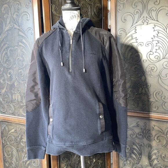 Calvin Klein 1/4 Zip Black Hooded Pull Over Sweater Women's Size S - Picture 1 of 6